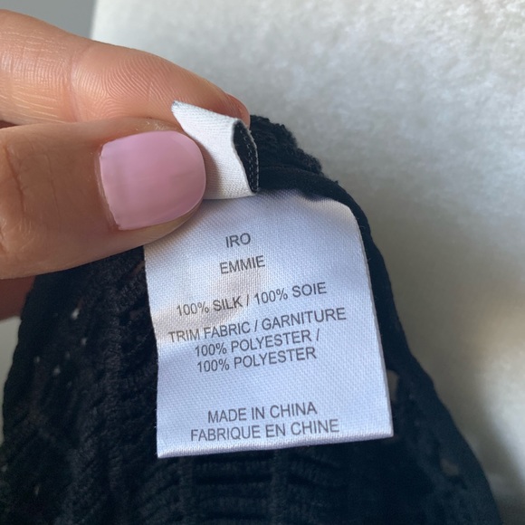 IRO Emmie BLACK lacework open sheer silk top 36 - Picture 8 of 8